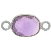 Intercalaire ovale facetté en pierre gemme 8x6 mm - Argent 925 - Amethyste x1