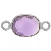Intercalaire ovale facetté en pierre gemme 8x6 mm - Argent 925 - Amethyste x1