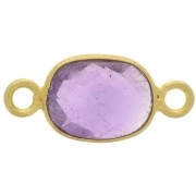 Intercalaire ovale facetté pierre gemme 8x6mm Argent 925 Doré Or fin - Amethyste|raw }}