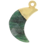 Breloque lune facettée 22x12 mm - Argent 925 Doré à l'or fin - Aventurine x1