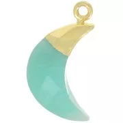 Breloque lune facettée 23x12 mm - Argent 925 Doré à l'or fin - Amazonite x1