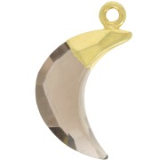 Breloque lune facettée 22x12 mm - Argent 925 Doré à l'or fin - Quartz fumé x1|raw }}