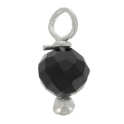 Breloques rondes facettées 3 mm Onyx noir sur clou tête boule en Argent 925 x6|raw }}