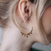 Breloques rondes facettées 3 mm Onyx noir sur clou tête boule en Argent 925 x6