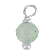 Breloques rondes facettées 3 mm Aventurine sur clou tête boule en Argent 925 x6