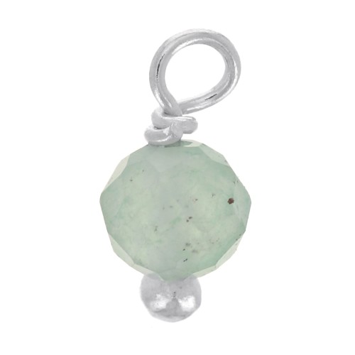Breloques rondes facettées 3 mm Aventurine sur clou tête boule en Argent 925 x6