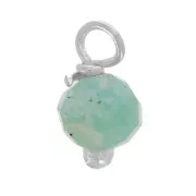 Breloques rondes facettées 3 mm Amazonite sur clou tête boule en Argent 925 x6