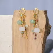 Breloques rondes facettées 3 mm Amazonite sur clou tête boule en Argent 925 x6