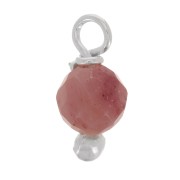 Breloques rondes facettées 3 mm Rhodonite sur clou tête boule en Argent 925 x6|raw }}