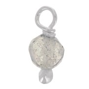 Breloques rondes facettées 3 mm Labradorite sur clou tête boule en Argent 925 x6|raw }}