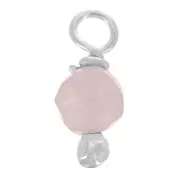 Breloques rondes facettées 3 mm Quartz rose sur clou tête boule en Argent 925 x6