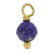 Breloques rondes facettées 3mm Lapis lazuli sur clou en Argent 925 Doré Or fin x6|raw }}