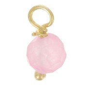 Breloques rondes facettées 3 mm Quartz rose sur clou en Argent 925 Doré Or fin x6|raw }}