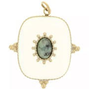 Pendentif rectangle 24x21mm gemme - Acier inox 316L Doré - Turquoise Africaine