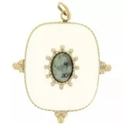 Pendentif rectangle 24x21mm gemme - Acier inox 316L Doré - Turquoise Africaine