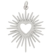 Pendentif soleil avec coeur évidé 22x18 mm - Acier inoxydable 316L x1|raw }}