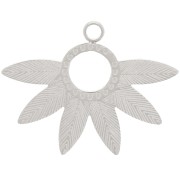 Pendentif ethnique feuille - 15x20 mm - Acier inoxydable 316L x1