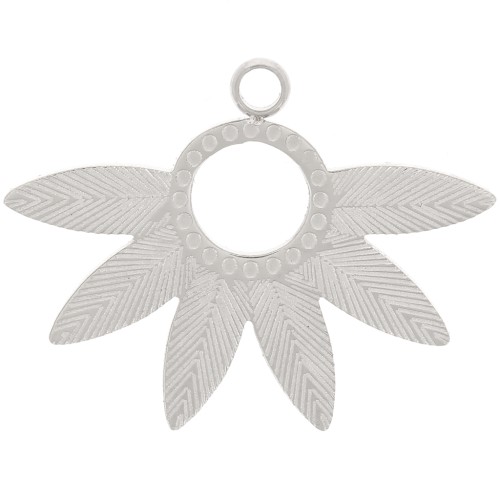 Pendentif ethnique feuille - 15x20 mm - Acier inoxydable 316L x1