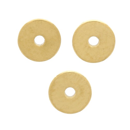 Perles rondelles Heishi - disque plat 4x0.9 mm - Acier inoxydable 304 Doré x10