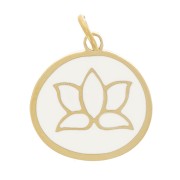 Breloque ronde 11 mm en résine époxy - Acier inoxydable 316L - Ivoire x1