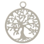 Pendentif rond 15 mm - motif arbre de vie  - Acier inoxydable 304  x1|raw }}