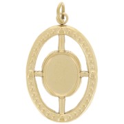 Pendentif ovale texturé 22x14 mm pour cabochon 8x6mm  - Acier inoxydable 316L Doré