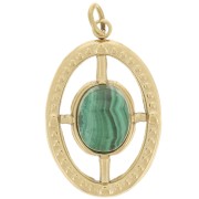 Pendentif ovale texturé 22x14 mm pour cabochon 8x6mm  - Acier inoxydable 316L Doré