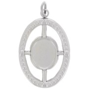 Pendentif ovale texturé 22x14 mm pour cabochon 8x6 mm  - Acier inoxydable 316L x1