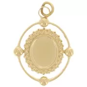 Pendentif ovale 21x16 mm pour cabochon 8x6 mm - Acier inoxydable 316L Doré x1