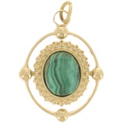 Pendentif ovale 21x16 mm pour cabochon 8x6 mm - Acier inoxydable 316L Doré x1