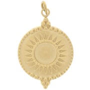 Pendentif rond 15 mm motif soleil pour cabochon 6 mm - Acier inoxydable 316L Doré