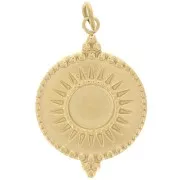 Pendentif rond 15 mm motif soleil pour cabochon 6 mm - Acier inoxydable 316L Doré