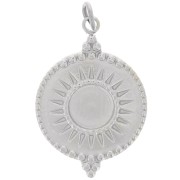 Pendentif rond 15 mm motif soleil pour cabochon 6 mm - Acier inoxydable 316L x1|raw }}