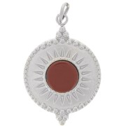 Pendentif rond 15 mm motif soleil pour cabochon 6 mm - Acier inoxydable 316L x1