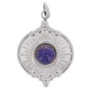 Pendentif rond 14 mm motif soleil pour cabochon 4 mm - Acier inoxydable 316L x1