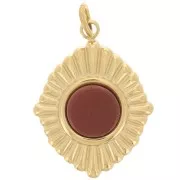 Pendentif losange plissé 19x14 mm pour cabochon 6 mm - Acier inoxydable 316L Doré