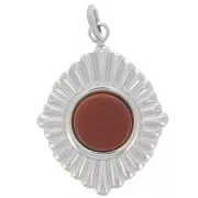 Pendentif losange plissé 19x14 mm pour cabochon 6 mm - Acier inoxydable 316L x1