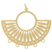 Pendentif - chandelier ethnique 21.5x26 mm - 5 anneaux - Acier inox 316L Doré