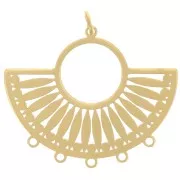 Pendentif - chandelier ethnique 21.5x26 mm - 5 anneaux - Acier inox 316L Doré