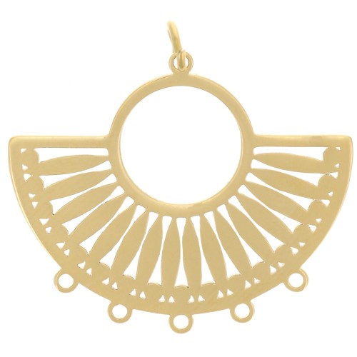 Pendentif - chandelier ethnique 21.5x26 mm - 5 anneaux - Acier inox 316L Doré