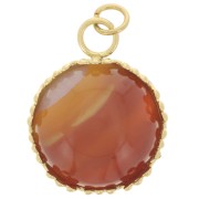 Serti pendentif pour cabochon 12 mm - décor couronne - Acier inoxydable 316L Doré