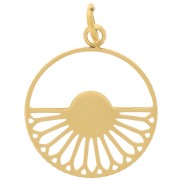 Pendentif rond évidé 14 mm pour cabochon 4 mm - Acier inoxydable 316L Doré x1|raw }}