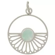 Pendentif rond évidé 14 mm pour cabochon 4 mm - Acier inoxydable 316L x1