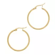 Créoles rondes 30 mm - Fil 2 mm - Acier Inoxydable 304 Doré x2