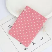 Pochon en coton motif pois pour bijoux - 95x135 mm - Rose - Blanc x1