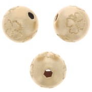 Perle ronde mat - gravure effet diamanté motif trèfle 8 mm Gold filled (or laminé)|raw }}