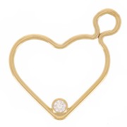 Pendentif coeur 15.5 mm avec oxyde de Zirconium 2 mm - Gold filled (or laminé)  x1