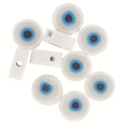 Assortiment perles rondes - oeil porte bonheur - pâte polymère 10 mm - Blanc x10|raw }}