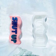 Moule savon en silicone - forme de vague avec mot Shut Up 11.5x3.5cm Transparent