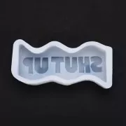 Moule savon en silicone - forme de vague avec mot Shut Up 11.5x3.5cm Transparent
